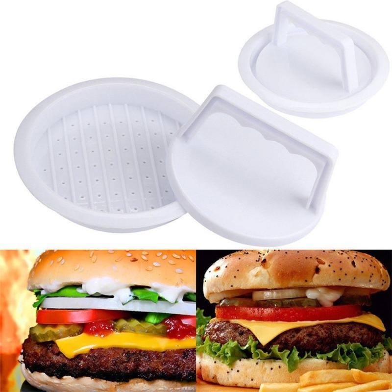 Cetakan Press Daging Burger / Pie Suppressor Bentuk Bulat Bahan Plastik Anti Lengket Untuk Aksesoris Dapur