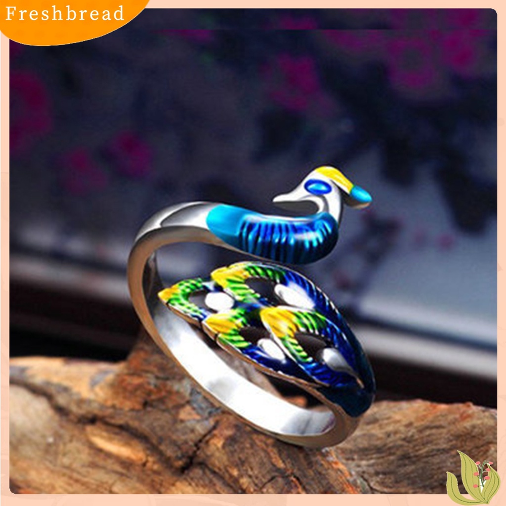 |Frebre Frebre| Gelang Cincin Electroplating Desain Merak Warna-Warni Gaya Elegan Untuk Wanita