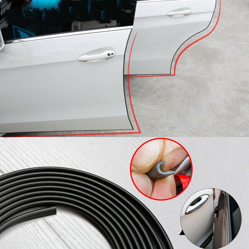 10M Car Door Edge Rubber Scratch Protector Strips /Adhesive Automotive Rubber Weather Draft Seal Strip Weatherstrip /Car Styling Mouldings / Protection Side Doors Moldings Adhesive Scratch Protector