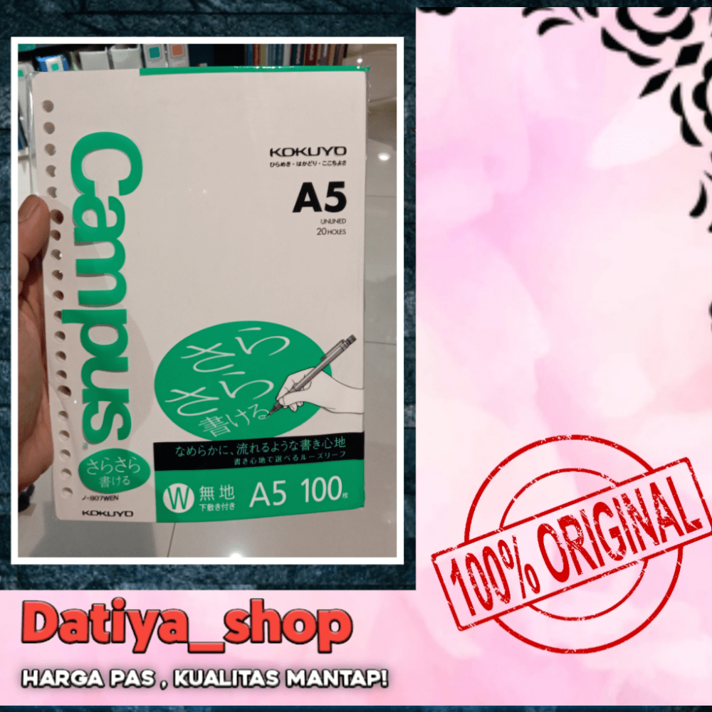 

Kokuyo campus loose leaf A5 polos isi 100