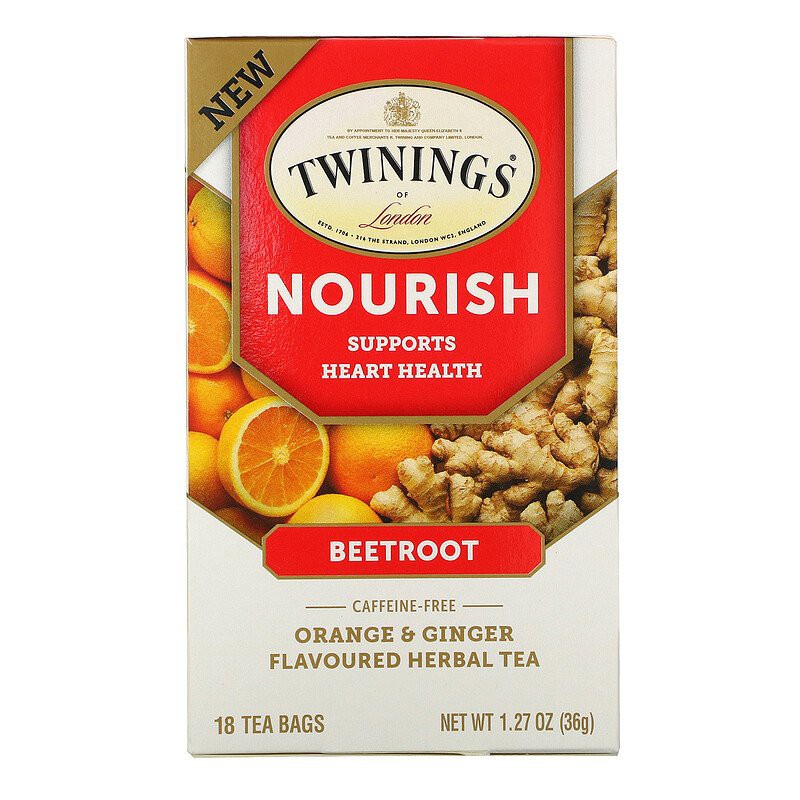 

USA Twinings Nourish Herbal Tea Beetroot Orange & Ginger Caffeine Free 18 Tea Bags