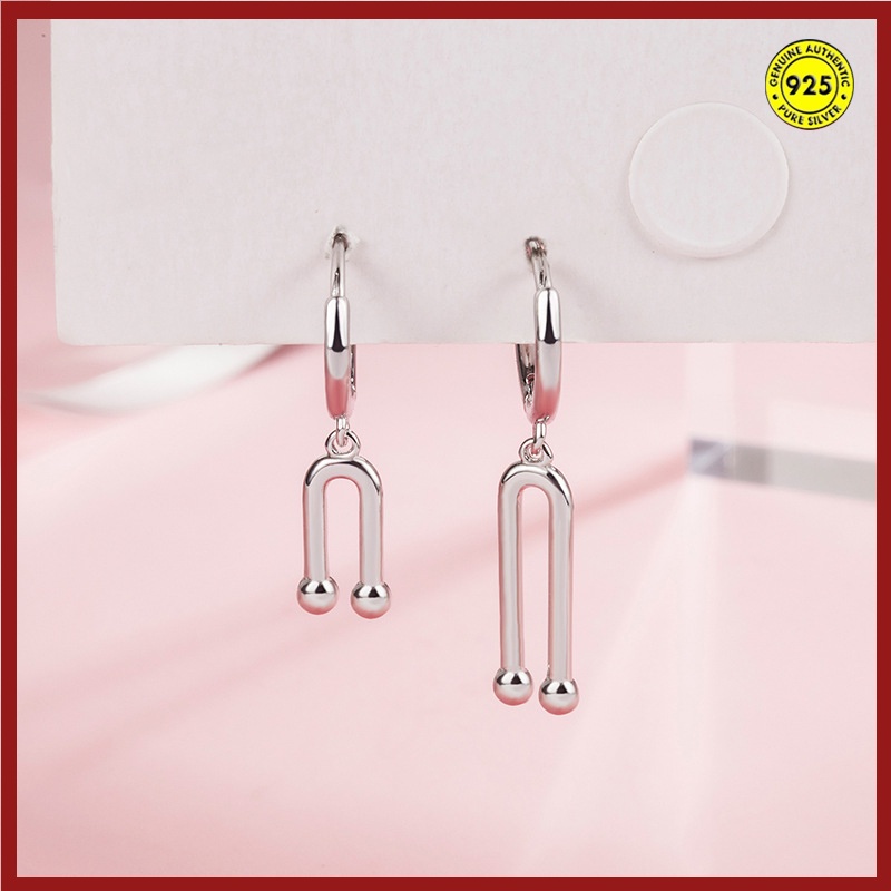 Anting Klip Telinga Bentuk Huruf N Asimetris Gaya Hip Hop