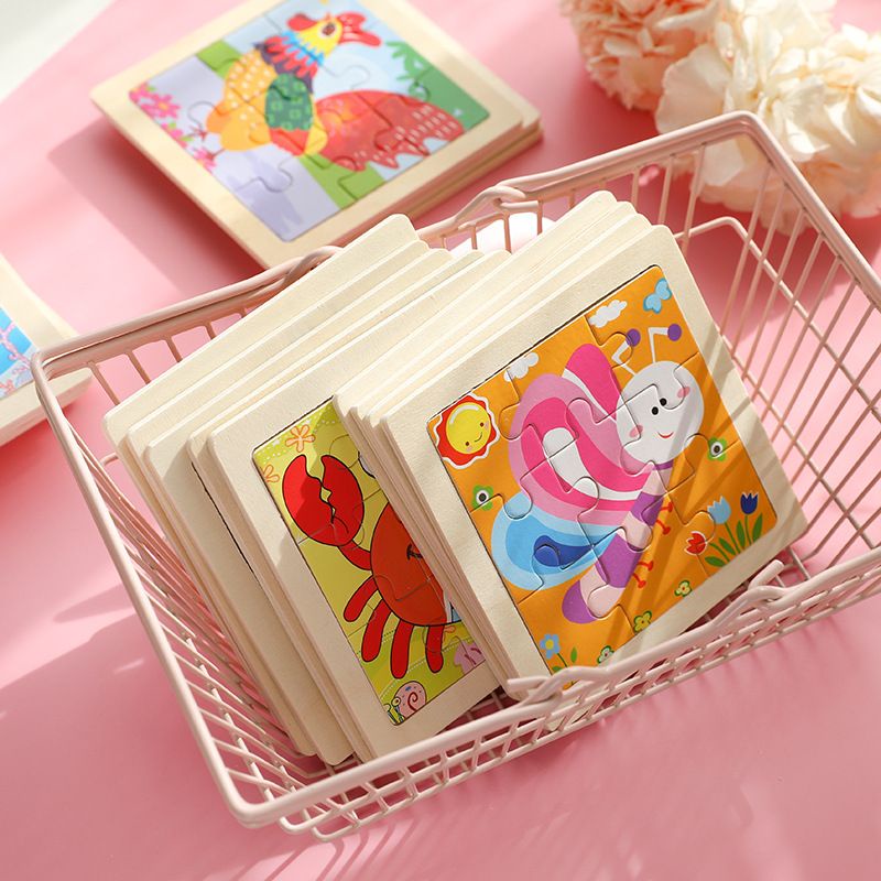 Jigsaw Puzzle Bahan Kayu Wooden Puzzle / Mainan Kayu Kartun Lucu Mencerdaskan Anak