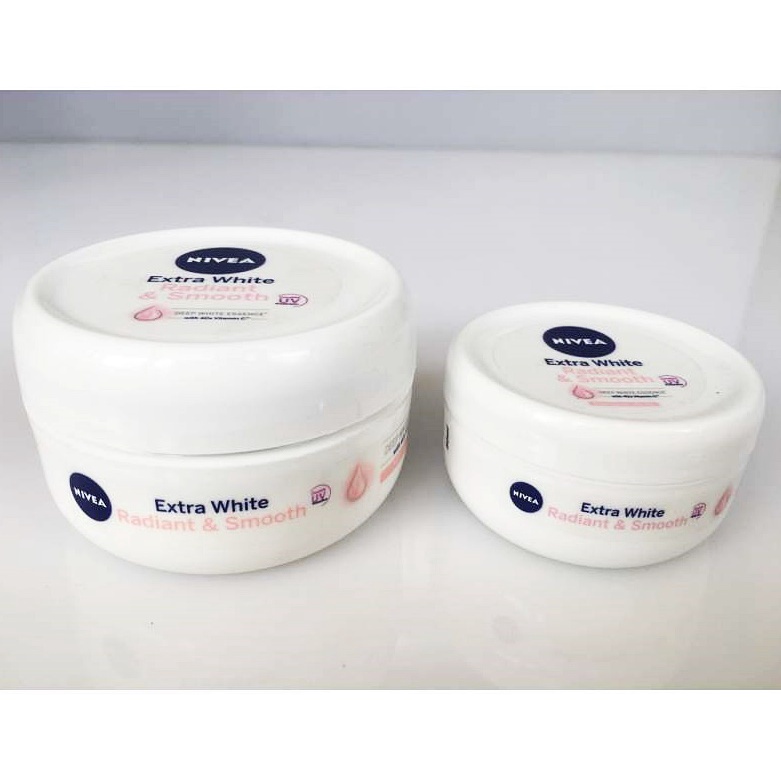 NIVEA Extra WHITE RADIANT  &amp; SMOOTH CREAM Body Care 100 ml / 50 ml / 25 ml - Deep White Essence 40x Vit C &amp; Double UV Protection - Lotion Mencerahkan Kulit tubuh Creme