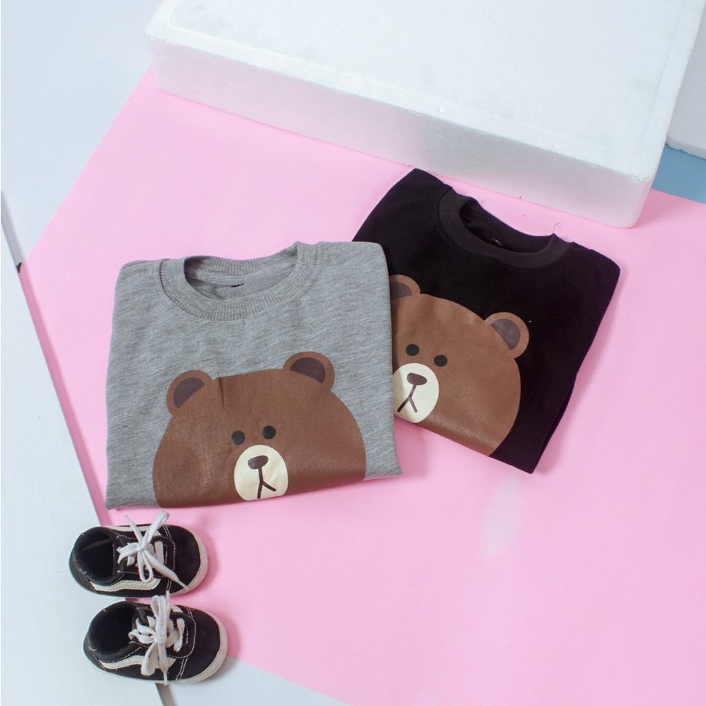 ZAHRA - Sweater Setelan Anak Laki Laki Dan Perempuan BEAR BRWON KIDS