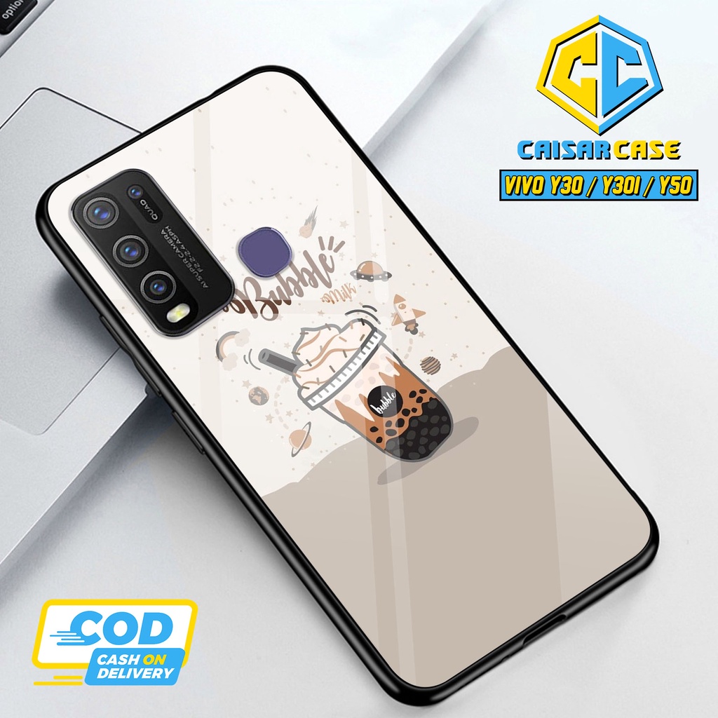 Kaisar Case - Case Hp Vivo Y30 / Y30i / Y50 / Y50i (2D06) Fashion Casing Boba Silikon Kesing Casing 