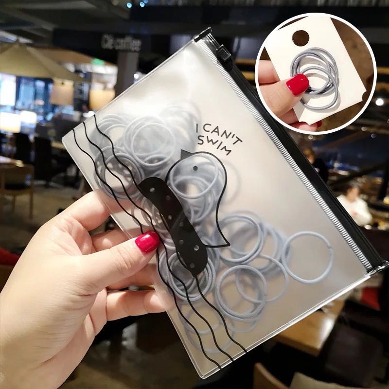 Ikat Karet Rambut 100pcs Warna Polos Gaya Korea / Ikat Rambut Elastis-AR-29 Biru