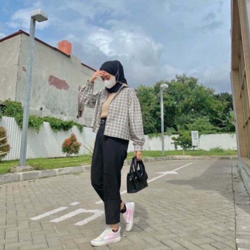 [READY STOCK] CROP TARTAN SHIRT | KEMEJA KOTAK OVERSIZE | KEMEJA KOREA CROP TOP / READY KEMEJA TARTAN CROP OVERSIZE TARTAN SHIRT BLOUSE KEMEJA MOTIF KOTAK PUFF