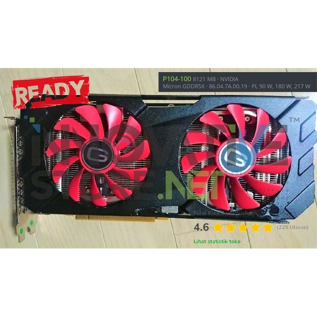 GPU VGA Mining Edition P104-100 8121 MB · NVIDIA Micron GDDR5X