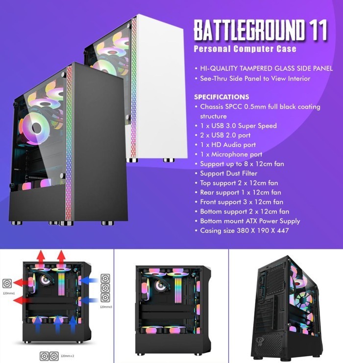 Download Casing Simbadda Battleground 11 Black No Psu Tempered Glass No Fan Shopee Indonesia