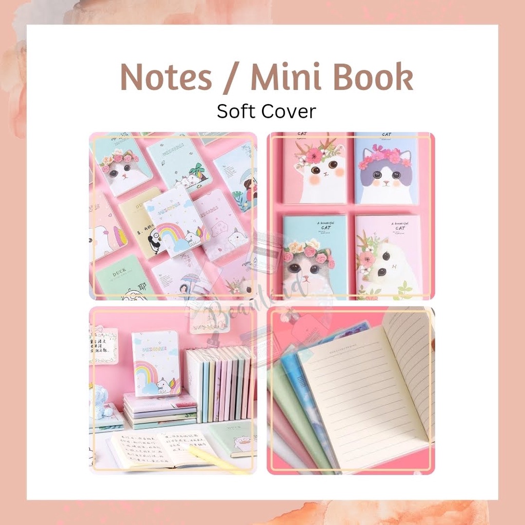 Buku Kecil Mini Book Anak Anak Lucu Soft Cover Notes Bergaris A7 Catatan Harian Sekolah Memo Pad Note Book Untuk Siswa Unik Animasi Bear Kitty Cute Girl Astronaut