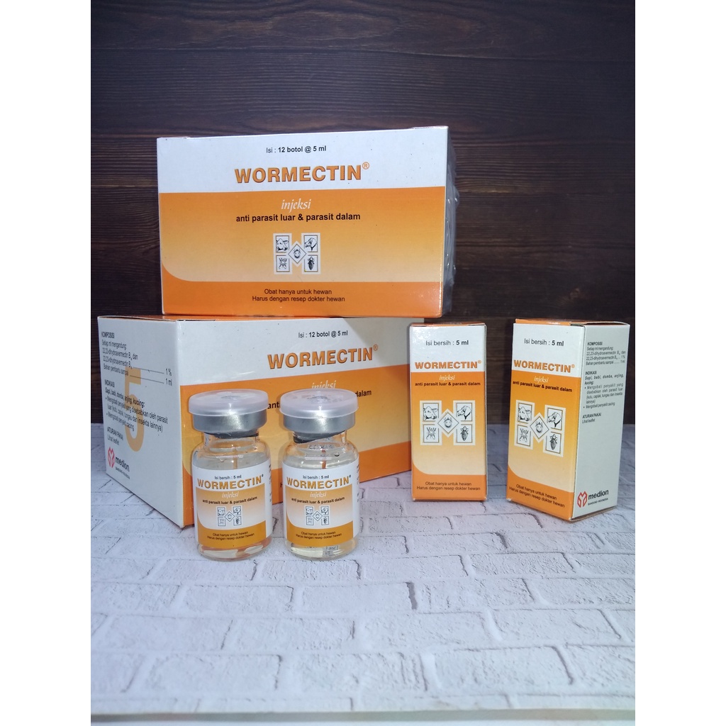 WORMECTIN INJEKSI 5 ml- BOTOL - Obat Suntik Membasmi Kutu, Tungau, Kudis, Scabies, Keropeng, Cacing,