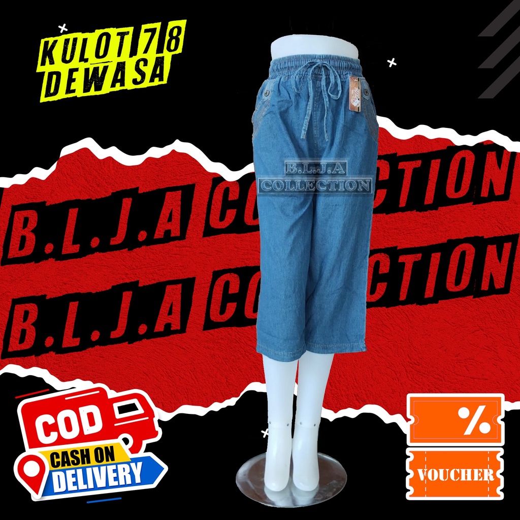 FASHION BAWAHAN PAKAIAN CELANA KULOT JEANS TARRA 7/8 WANITA CEWEK PINGGANG IKAT TALI FULL KARET KANT