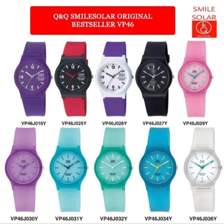 Jam Tangan Wanita QnQ VP46J029Y &amp; VP46J016Y Jelly Angka Strap Ruber Fashion Baru Cewek