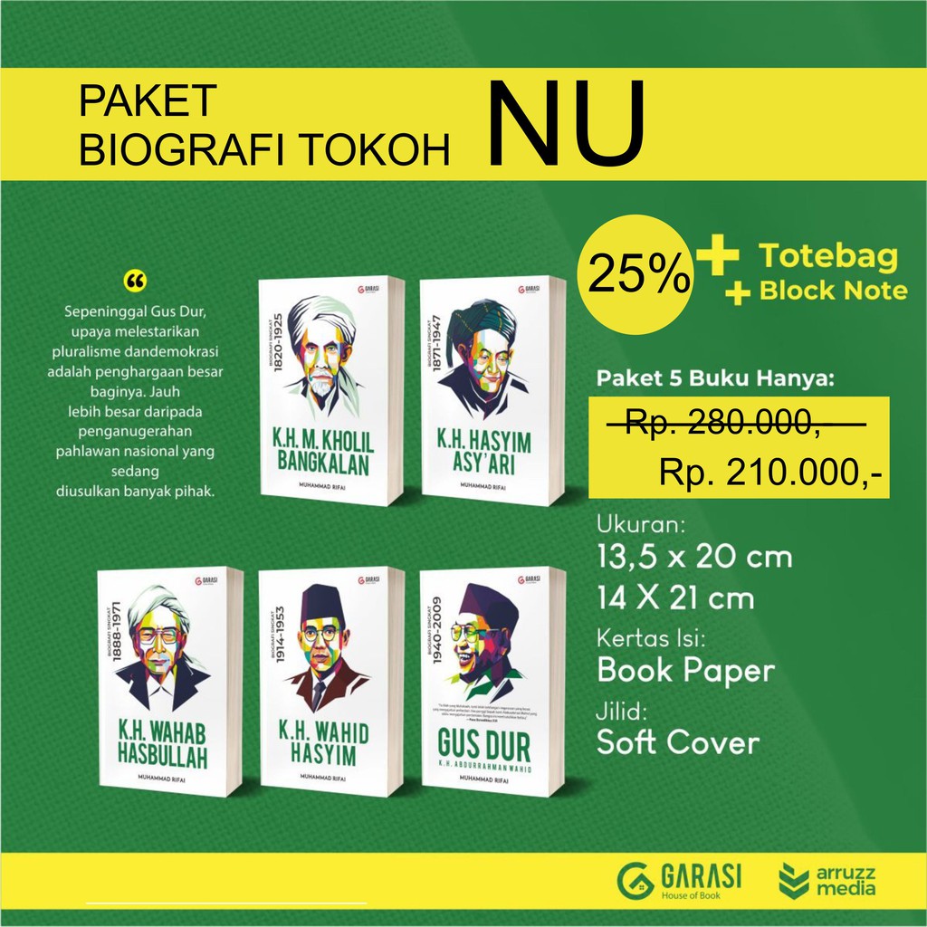 

Paket Buku Biografi Tokoh NU (Free Tottebag&Blocknote)