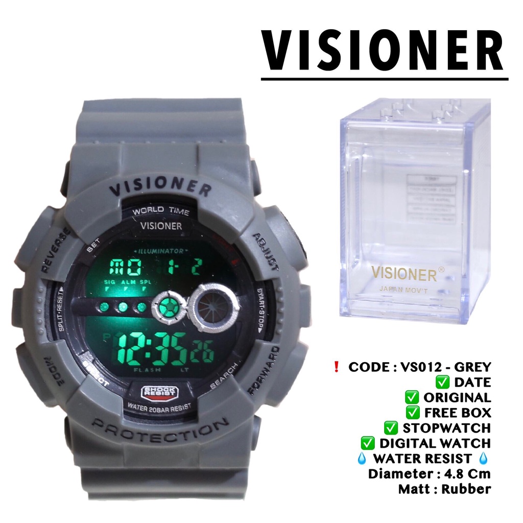 Jam tangan VISIONER ORIGINAL FREE BOX DIGITAL LED unisex pria wanita grosir ecer termurah VS012