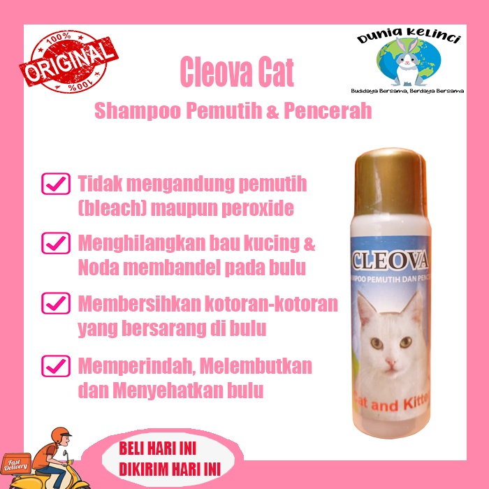 Shampoo kucing Cleova pemutih dan pencerah bulu kucing