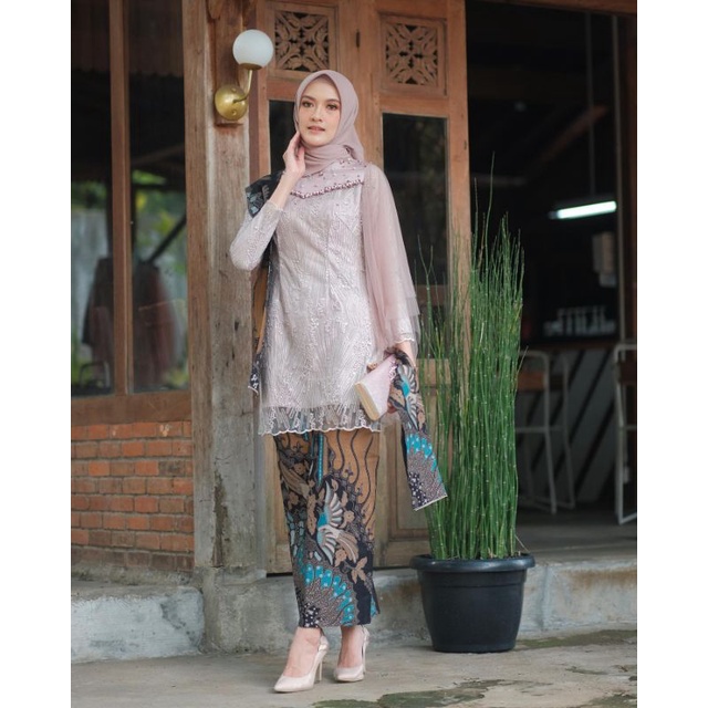 Kebaya batik couple veka brown Bonus hijab Kebaya couple lamaran