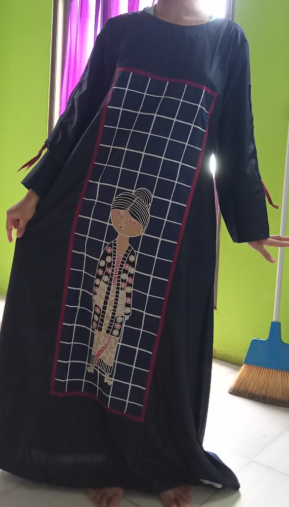Shanaya Batik Gamis Jeng Ratih Kombo Toyobo Lengan Serut Batik Unik Lucu Modern