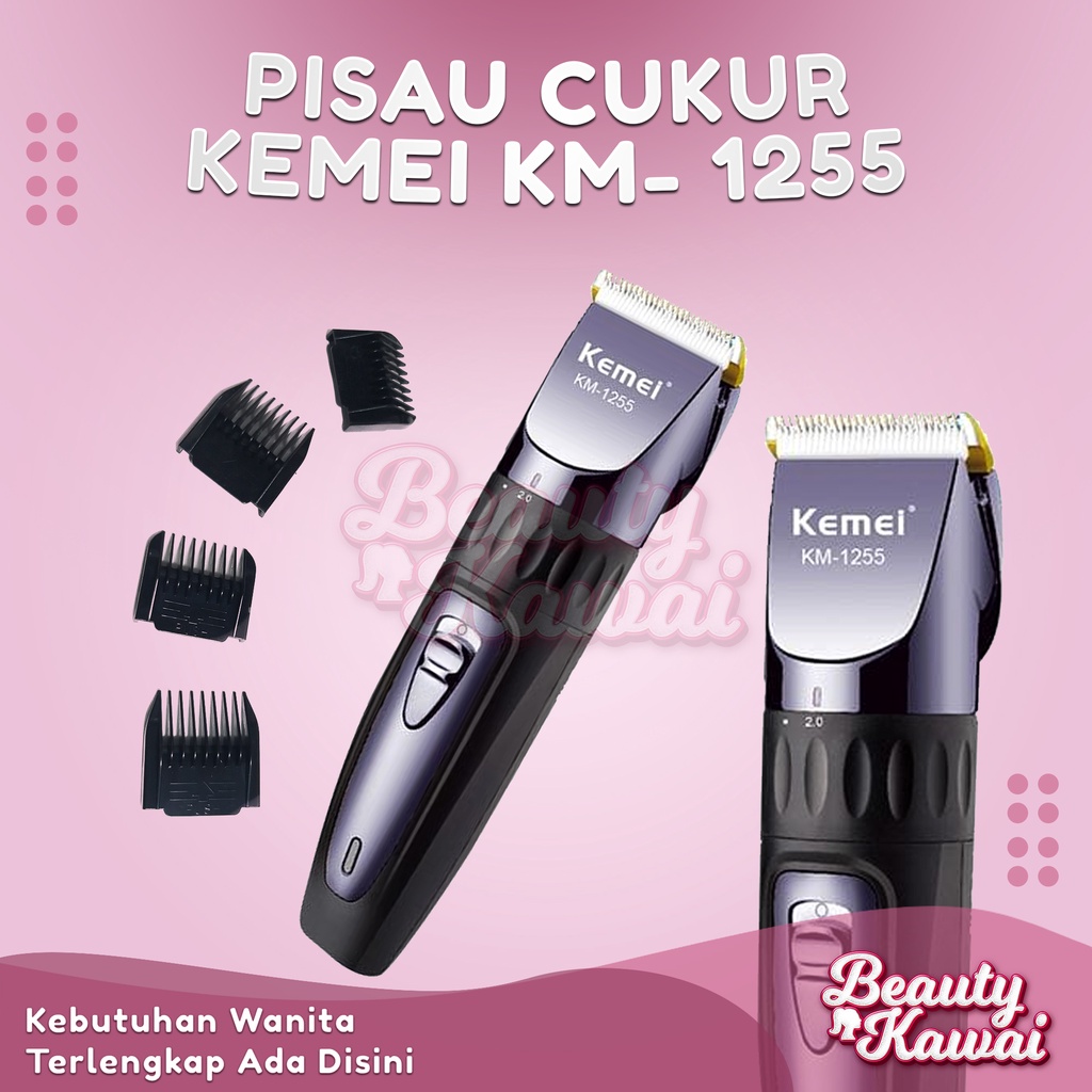 Cukuran Rambut Kemei KM-1255 Profesional Hair Clipper Pria Rechargeable