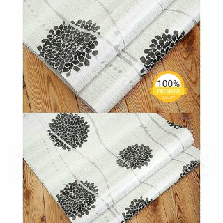  Wallpaper  Sticker  Dinding Putih Bunga Hitam  Salur Silver  