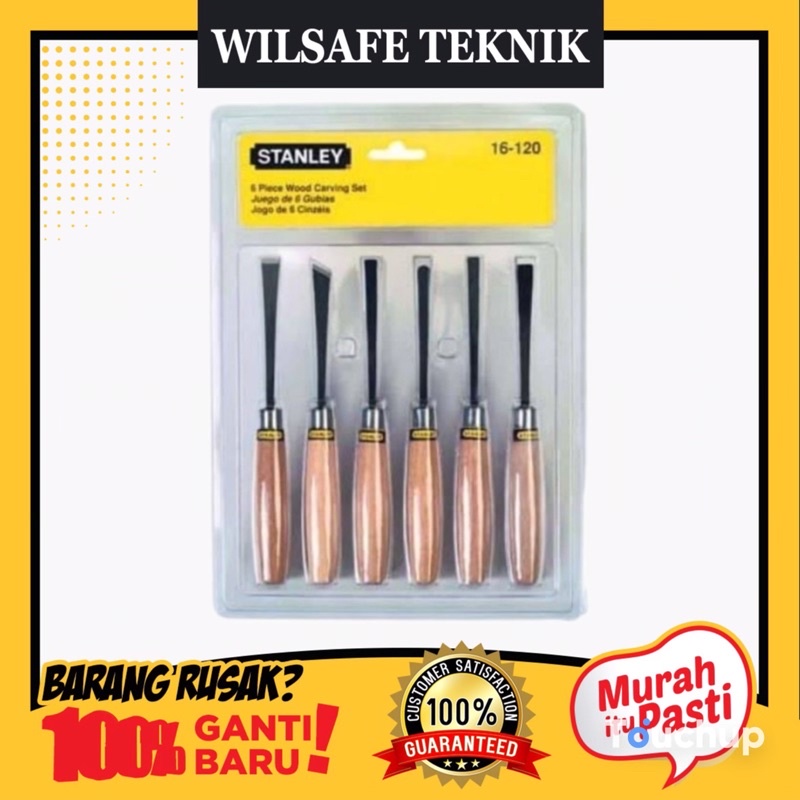 pahat Stanley 16-120 Piece wood carving set/Pahat kayu set stanley