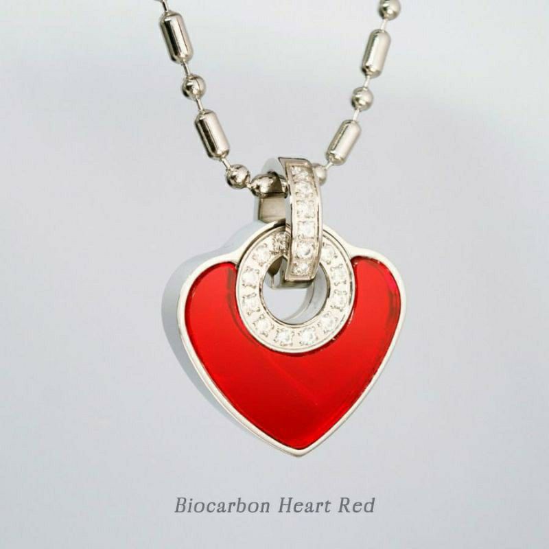 Pandent Kesehatan Biocarbon Heart Red / Kalung Kesehatan MCI