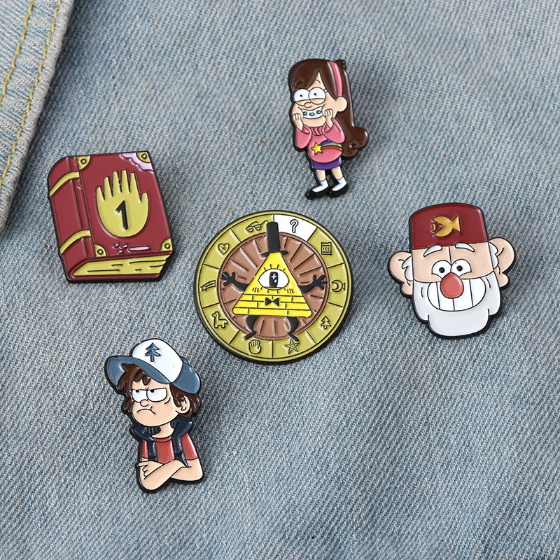 Bros Pin Enamel Desain Kartun Anime Buku Turntable Gaya Klasik Untuk Hadiah