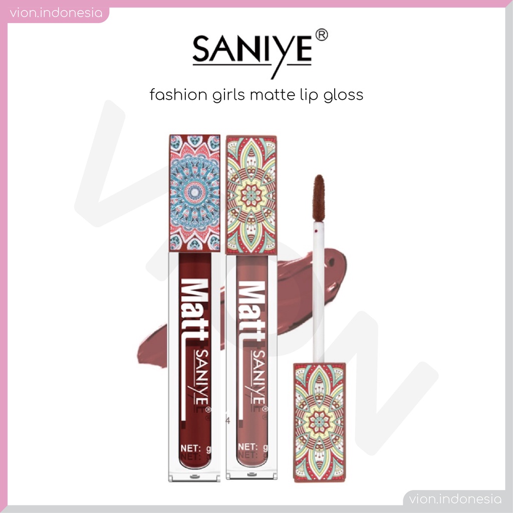 SANIYE Fashion Girls Matte Lip Gloss Liquid Lip Tint Lipstick Motif Batik Waterproof Tahan Lama SA003