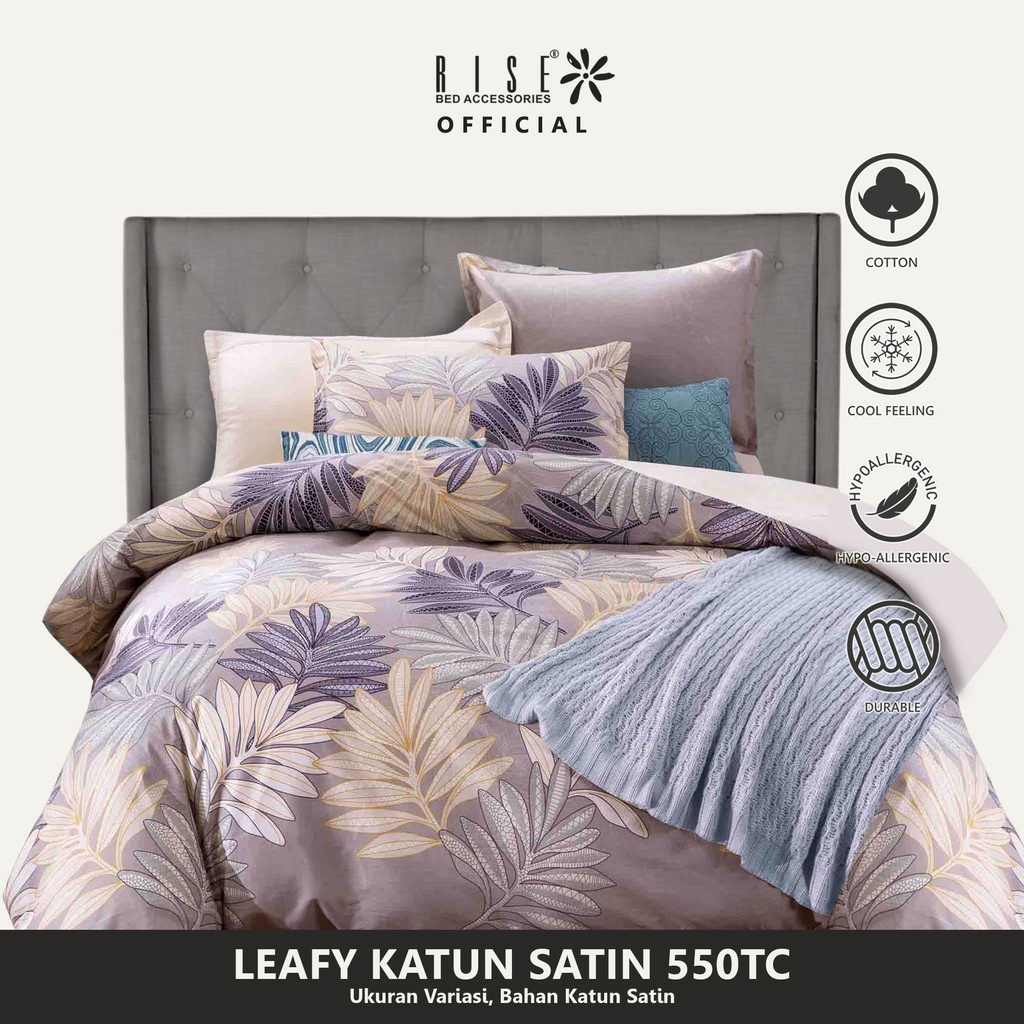 Rise Sprei Satin Katun Motif Leafy