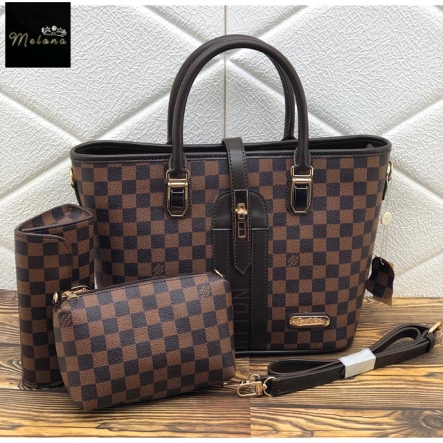 TAS WANITA TOTE LV ARTIKA TALITA AE 3 SET SELEMPANG SLING BAG FREE POUCH IMPORT BATAM