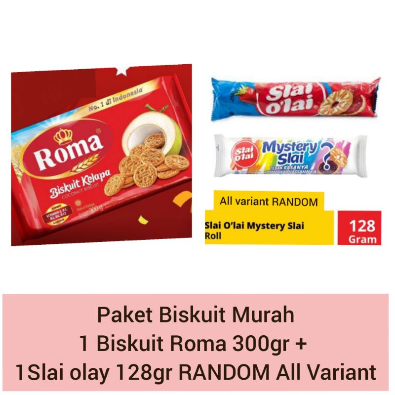 PAKET BISKUIT Murah 1 Biskuit Roma + 1 Slai Olay RANDOM