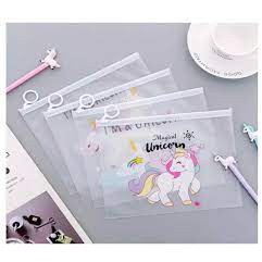 Pouch Kosmetik Transparan / Tas Kosmetik Transparan Unicorn / Map File Unicorn