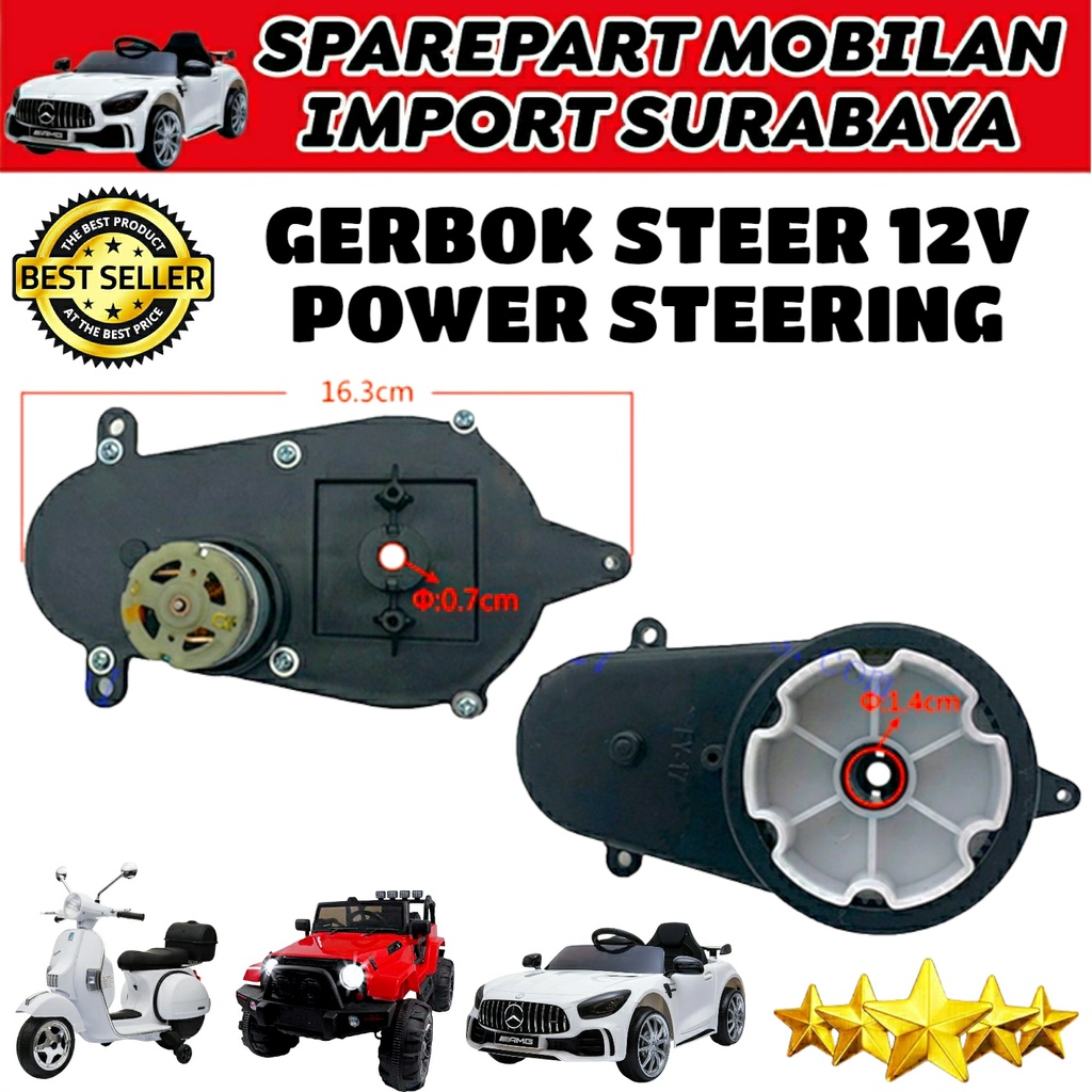 GER BOK STEER POWER STEERING 12 VOLT MOBIL AKI MAINAN ANAK PLIKO JEEP AUTO WHEELER YUKITA PMB SPEEDS EXOTIC PASIFIC GEARBOX RIDE ON CAR GEAR BOX MOBILAN ANAK 12V RECEIVER MODUL CONTROL