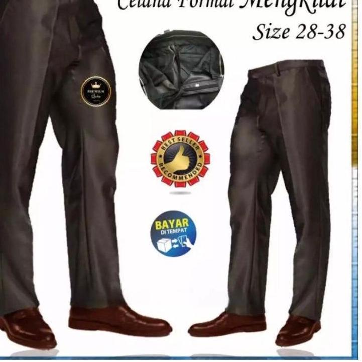 [AVC] Celana Kantor Pria Bahan Mengkilat Slim Metallic Keren Realpict Trend Terkini 27 38 491