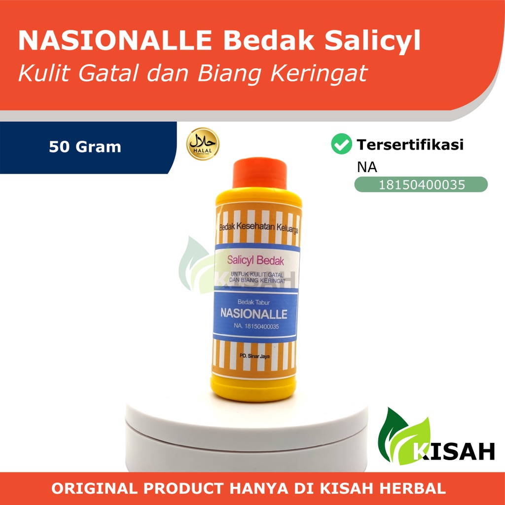 NASIONALLE Bedak Tabur Salicyl 50 Gr- Bedak Penghilang Biang Keringat dan Gatal-Gatal Kulit Sensitif