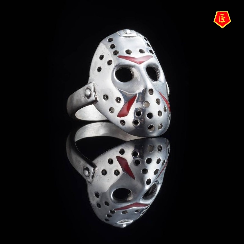 [Ready Stock]Retro S925 Silver Thriller Mask Ring
