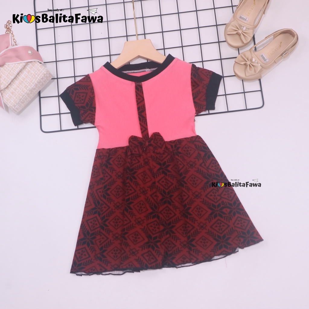Dress ABC uk 1-2 Tahun / Baju Pita Kaos Adem Grosir Dres Anak Perempuan Batik Lucu Lengan Murah