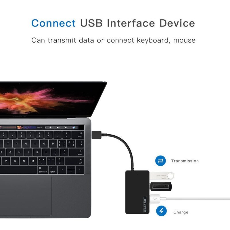 Adapter USB Hub Type C 4 Port High Speed Konektor OTG Type C 4 Lubang USB 3.0 Converter Type C to USB HUB 4port