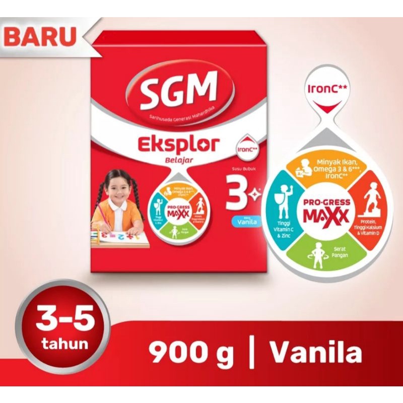Sgm 3+ Eksplor Vanila pro gress maxx 900gr susu pertumbuhan