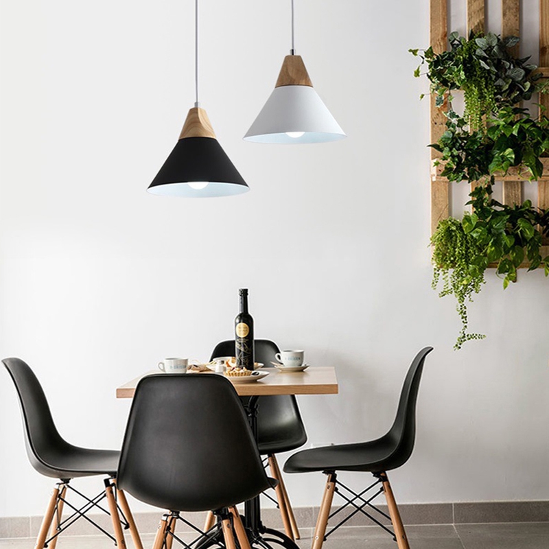 Nordic Led Pendant Lights Modern Dining Room Aluminum E27 220v Colorful Pendant Lamp Led Wood Shopee Indonesia