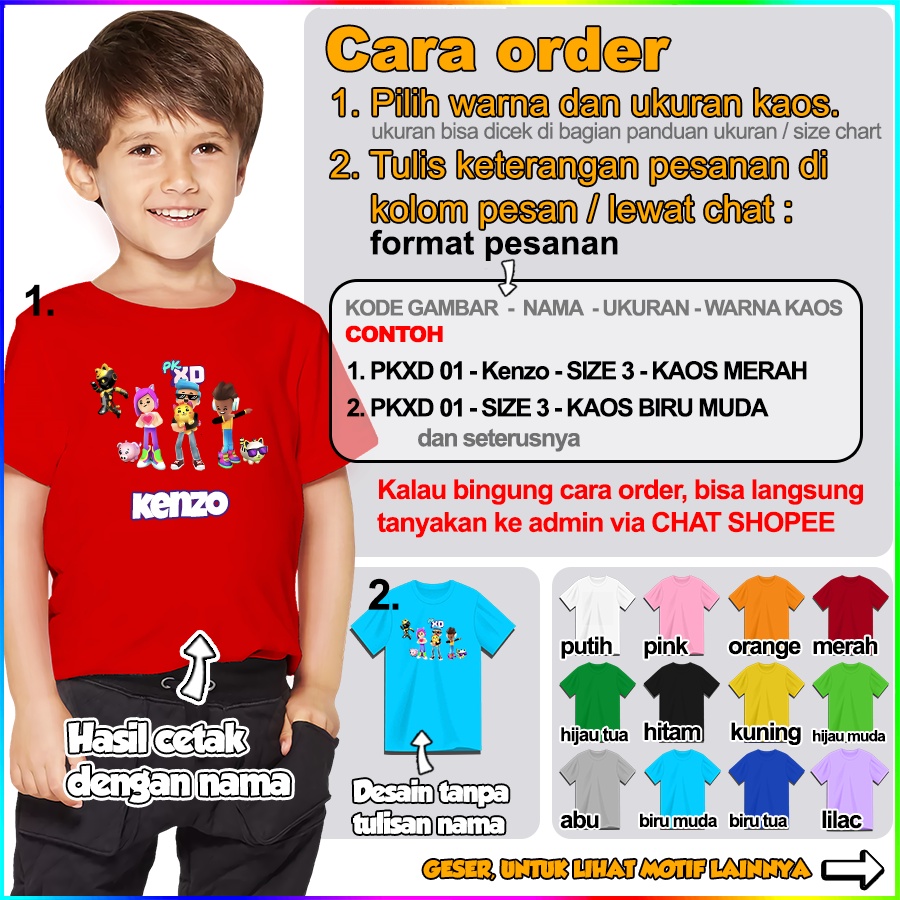 [FREE NAMA!!] Baju Kaos COUPLE ANAK DAN DEWASA PK XD BANYAK MOTIF