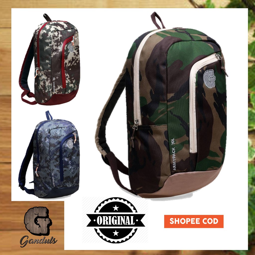TAS RANSEL UNSEX/ TAS MOTIF TENTARA/NASIONALIS BACKPACK 10 L/GANDULS ARMY STYLE-ORIGINAL MURAH....