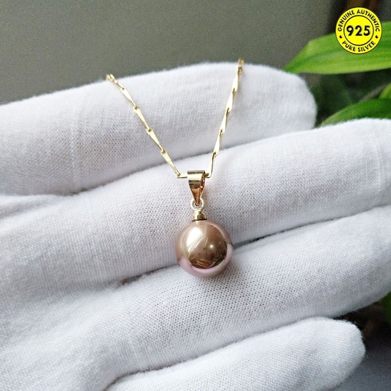 Kalung Rantai Klavikula Warna Rose Gold Aksen Mutiara Gaya Vintage