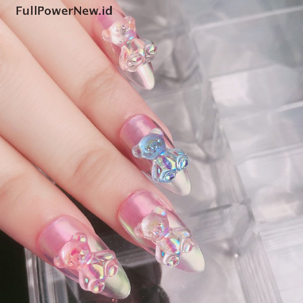 6pcs Dekorasi Nail Art 3d Bentuk Beruang 3 Ukuran