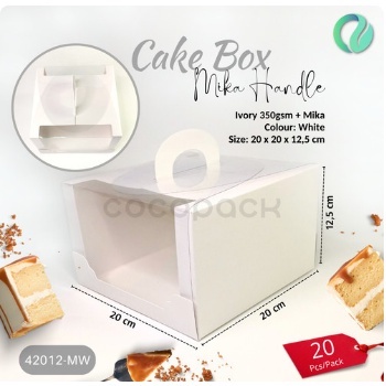 

Cake Box White Kotak Kue Putih 20x20x12,5cm Mika Handle 10 PCS-42012MW