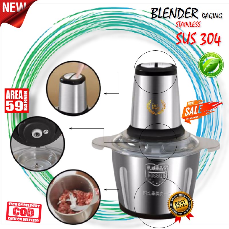 Blender Speedy Chopper Food Processor Penggiling Daging Sayur Buah Stainless Anti Karat SUS 304 Doub