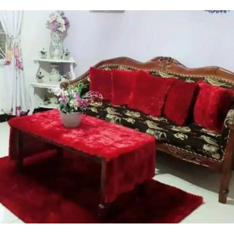 taplak meja bulu tebal shahqueena fashion pekanbaru