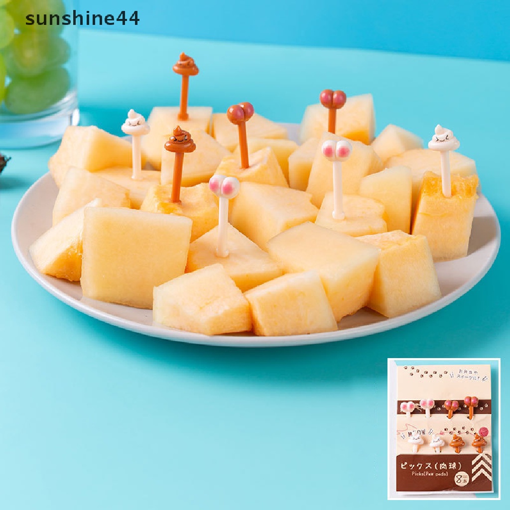 Sunshine set Garpu Buah Desain Kartun Binatang Lucu Bahan Plastik Untuk Anak