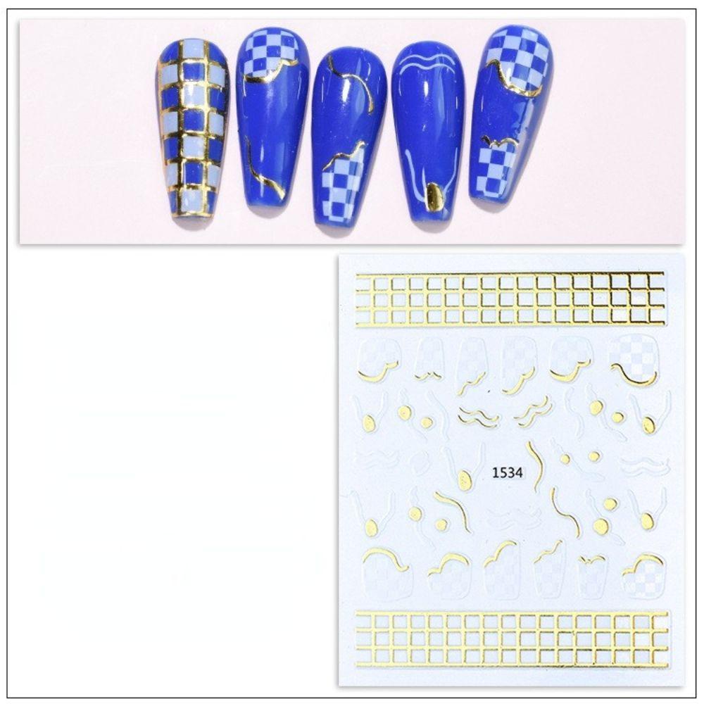 AUGUSTINA Agustina Perekat Stiker Kuku Rumbai Strip Garis Kotak-Kotak Kuku Kecantikan Kuku Salon Nail Art Decals Nail Art Watermarks